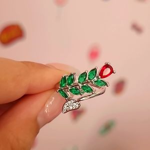 Boho Peacock Feather Ring Resizable Ring